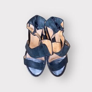 Jeffery Campbell Black Leather Heel Sandals Shoe Size 8.5